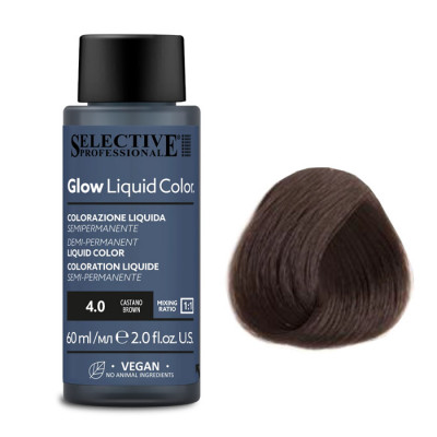Тонер для волос Glow Liquid Color 4.0, Selective Professional Тонер для волос Glow Liquid Color 4.0, Selective Professional